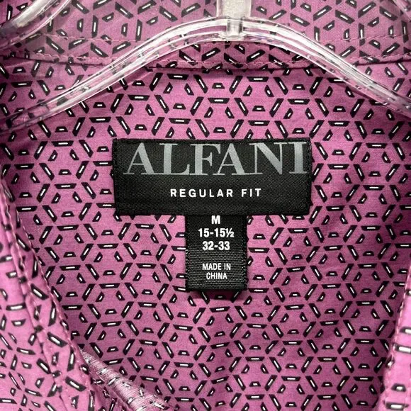 Alfani Shirt Men's Medium 15 15.5 32-33 Purple Button Up Regular Fit Long Sleeve - Picture 11 of 16